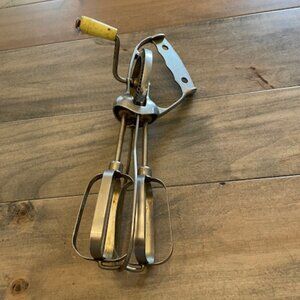 Vintage Hand Mixer Egg Beater with Crank, Stainless Steel USA Farmhouse